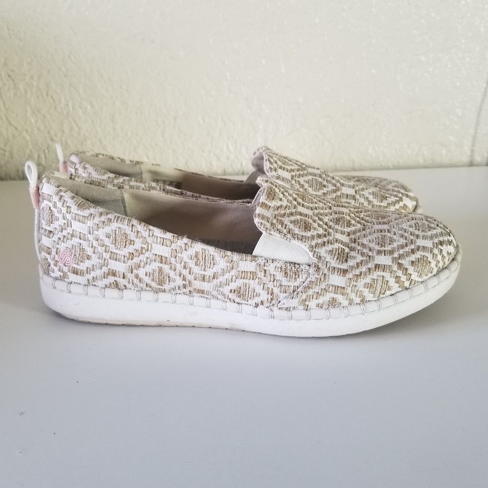 Clarks Women's Slip-On Sneakers in White and Beige